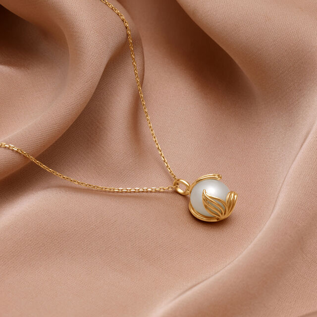 Lotus Bud Pearl Pendant,,hi-res image number null