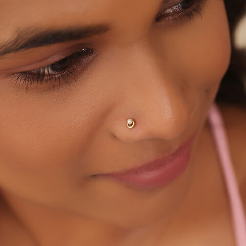 14KT Yellow Gold Pearl Nose Pin