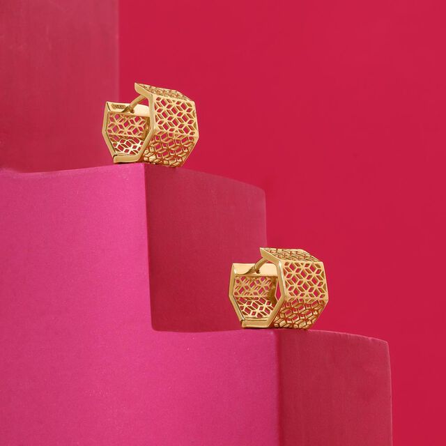 Ethereal Mesh Gold Hoop Earrings,,hi-res image number null