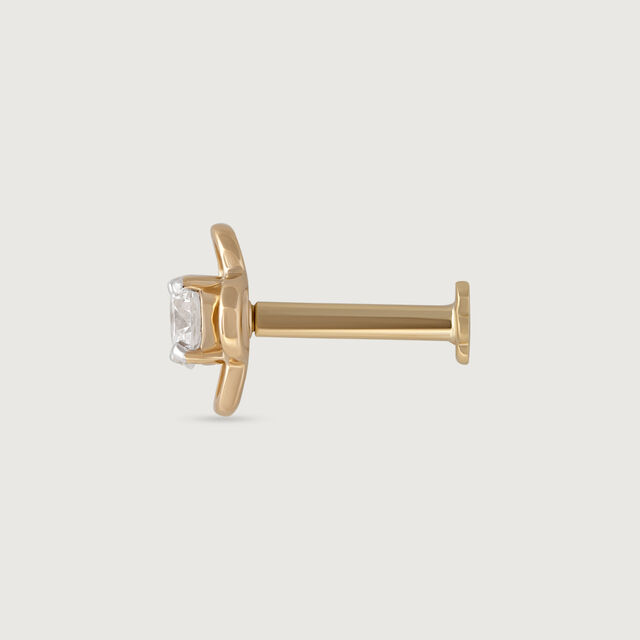 Floral Orbit Gold and Diamond Nose Pin,,hi-res image number null