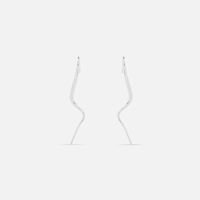 Wavy Minimalist Silver Hoop Earrings,,hi-res image number null