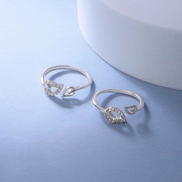 Dainty Heart Silver Toe Rings,,hi-res image number null
