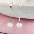 Swaying Pearl Silver Drop Earrings,,hi-res view 1