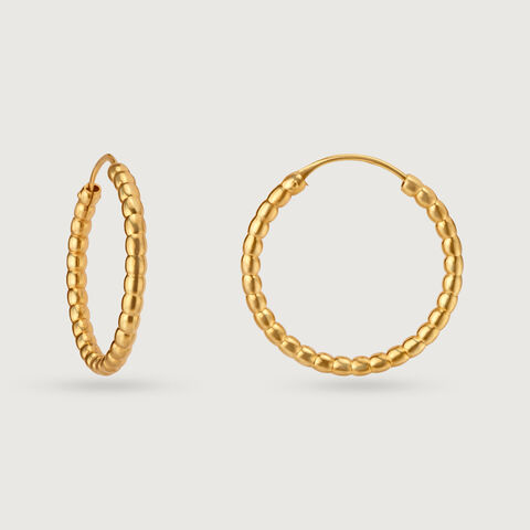22KT Yellow Gold Radiant Beaded Hoop Earrings