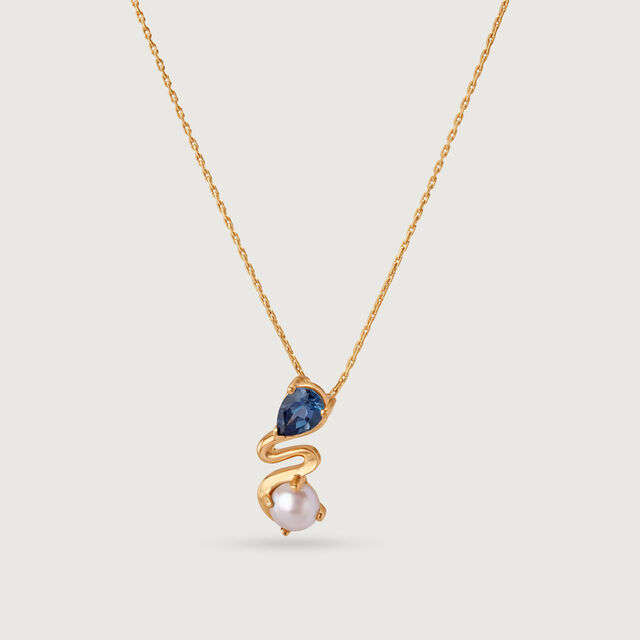 Aqua Shine Pearl & Gold Pendant,,hi-res image number null