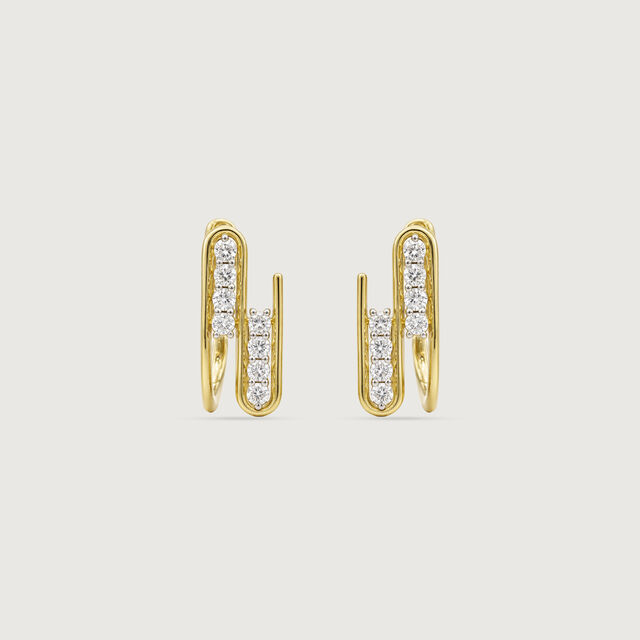 Sleek Parallel Diamond Hoop Earrings,,hi-res image number null