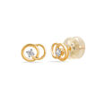 14KT Yellow Gold Sleek Circles Diamond Stud Earrings,,hi-res view 2