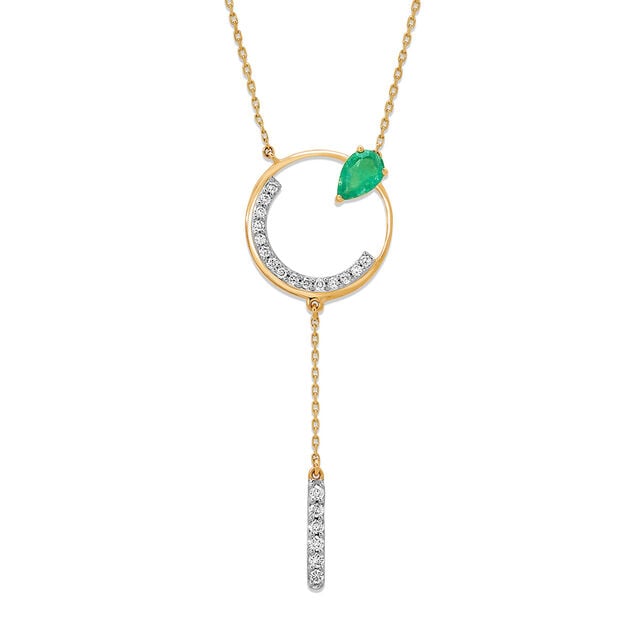 14KT Yellow Gold Rare Emerald and Diamond Split Necklace,,hi-res image number null
