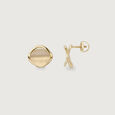 Modern Frame Disc Gold Stud Earrings,,hi-res view 5