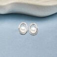 Stunning Pearl Silver Stud Earrings,,hi-res view 1