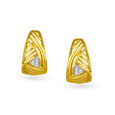 14KT Yellow Gold Diamond Hoop Earrings With Grid Design,,hi-res view 1