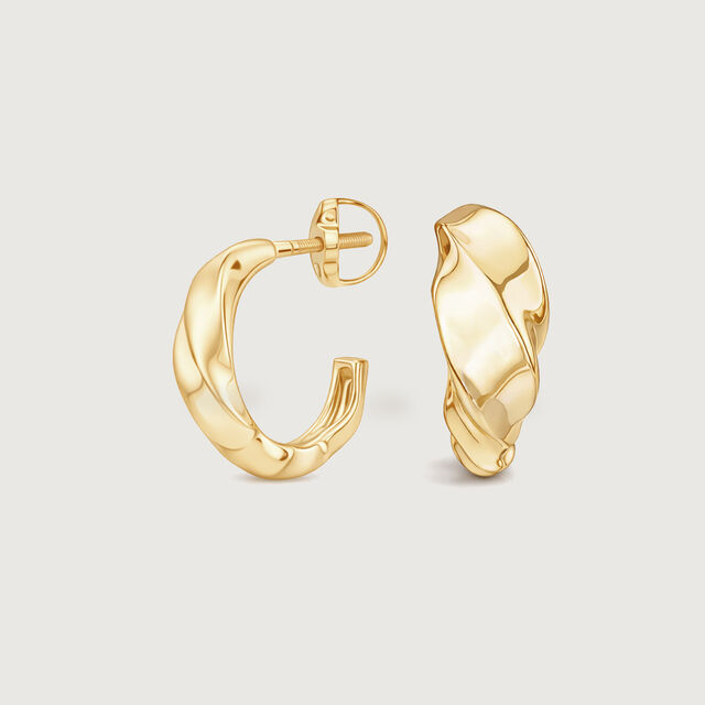 Sculpted Flow Gold Hoop Earrings,,hi-res image number null