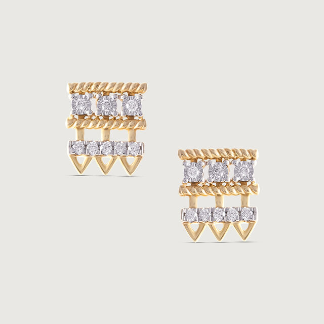 Artisan Heritage Gold & Diamond Stud Earrings,,hi-res image number null