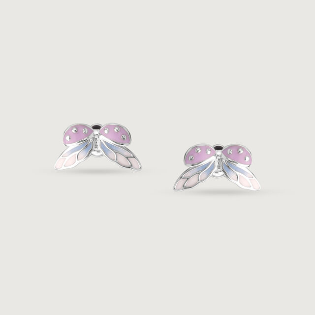 Blissful Ladybug Silver Stud Earrings,,hi-res image number null