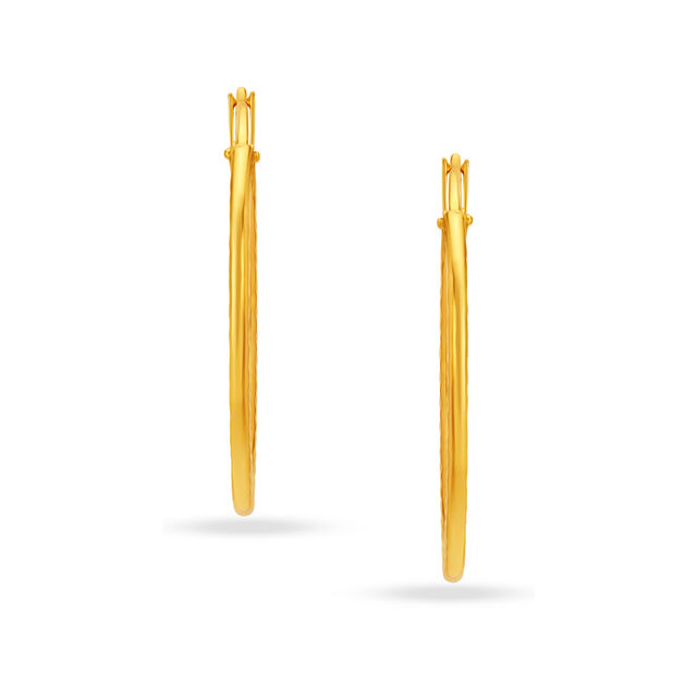 22 KT Yellow Gold Stylish Classy Hoop Earrings,,hi-res view 3