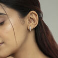 Classic Luxe Gold & Diamond Hoop Earrings,,hi-res view 2