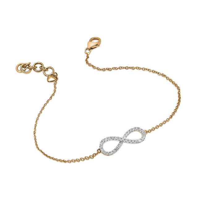 14 KT Yellow Gold Infinity Diamond Bracelet,,hi-res view 1