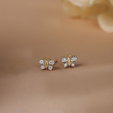 Twilight Butterfly 14KT Gold & Diamond Stud Earrings