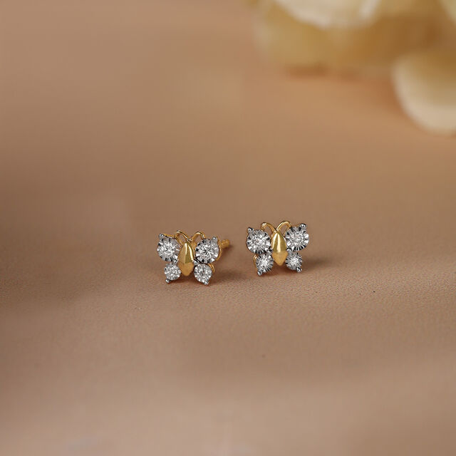 Twilight Butterfly 14KT Gold & Diamond Stud Earrings,,hi-res image number null
