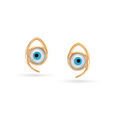 14KT Yellow Gold Blue Evil Eye Stud Earrings,,hi-res view 2