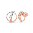 14Kt Rose Gold Glitzy Round Diamond Stud Earring,,hi-res view 3