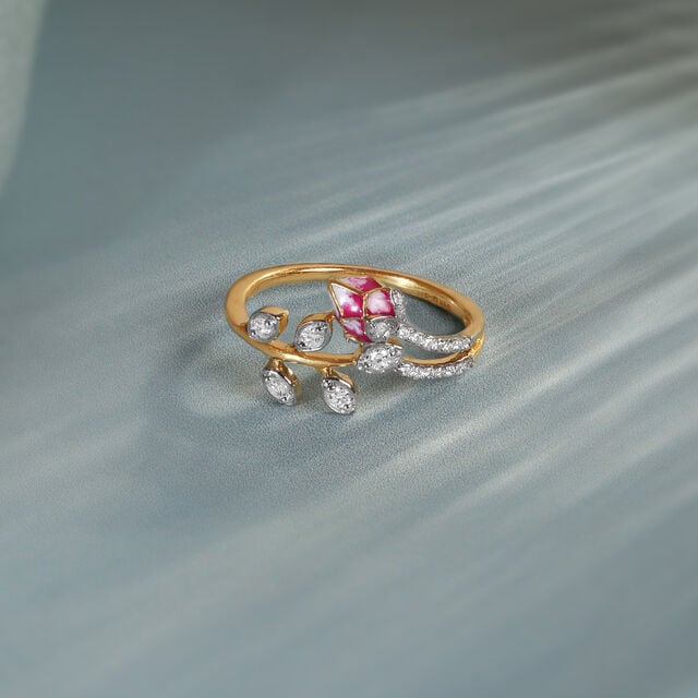 Floral Fantasy Gold & Diamond Finger Ring,,hi-res image number null