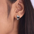 Chic Heart Silver Hoop Earrings,,hi-res view 2