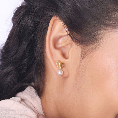 Ribbon Kiss Crystal White Earrings