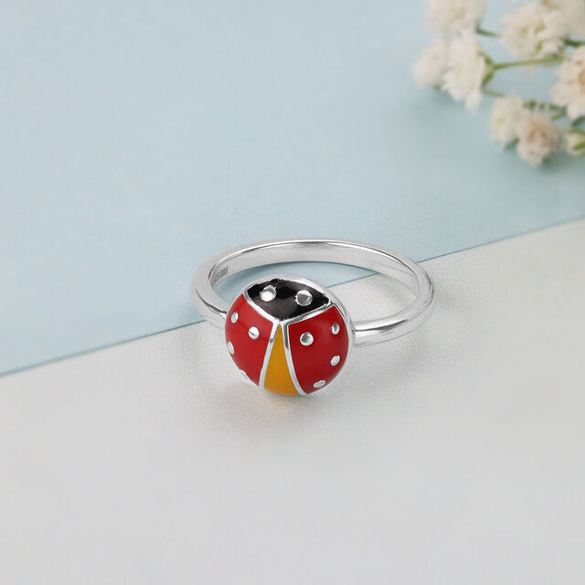 Whimsical Ladybug Silver Ring,,hi-res image number null