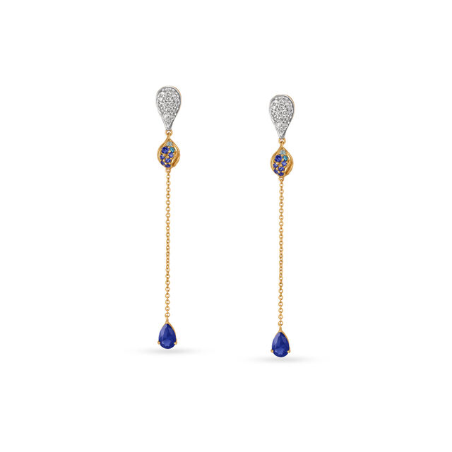 14KT Yellow Gold Morning Mist Diamond Drop Earrings,,hi-res view 2
