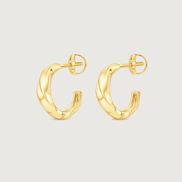Sculpted Flow Gold Hoop Earrings,,hi-res image number null