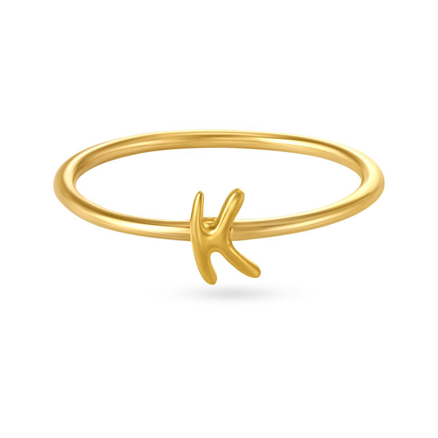 Letter K 14KT Yellow Gold Initial Ring,,hi-res view 2