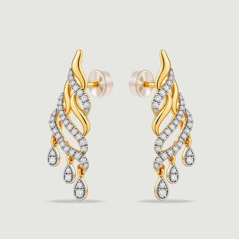 Luminous Rippling Diamond Drop Earrings