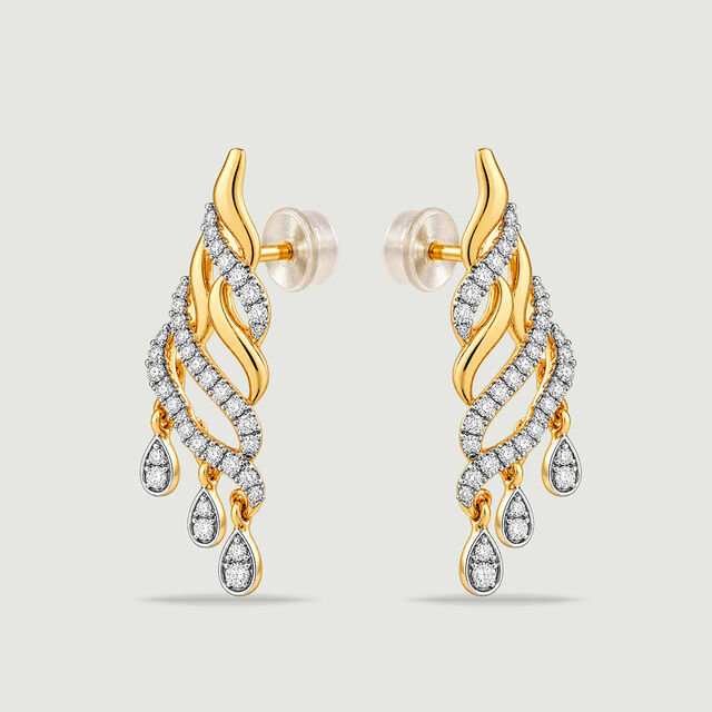 Luminous Rippling Diamond Drop Earrings,,hi-res image number null