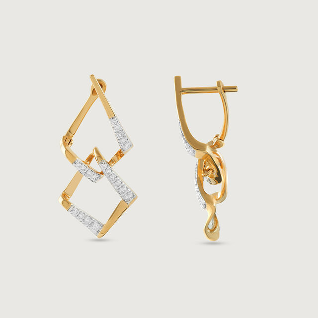 Geometric Glam Gold & Diamond Hoop Earrings,,hi-res image number null