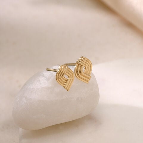 Layered Rhythm Gold Stud Earrings
