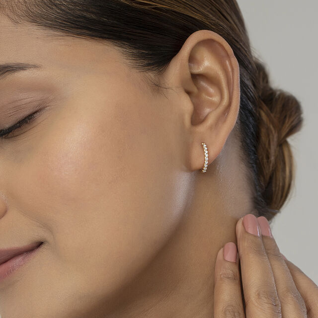 Sparkling Elegance Gold & Diamond Hoop Earrings,,hi-res image number null