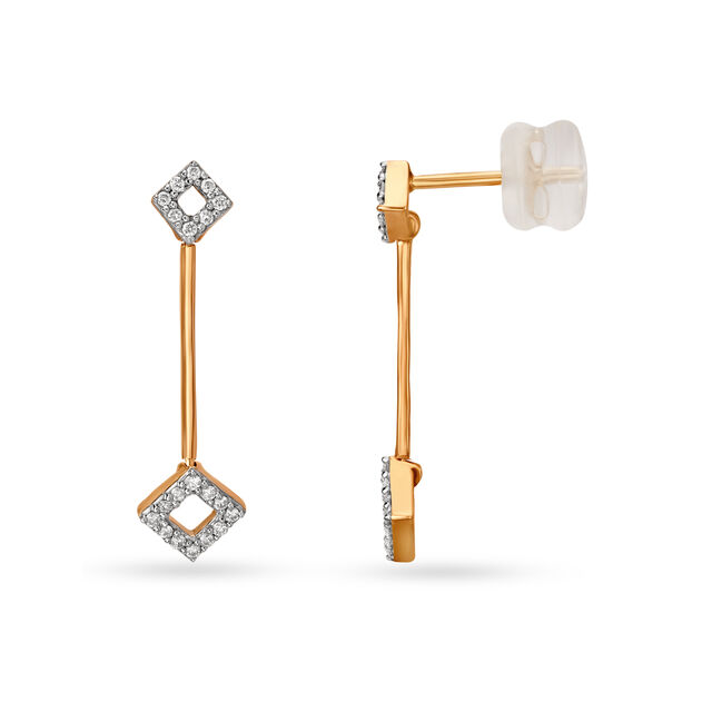 14KT Yellow Gold Diamond Drop Earrings,,hi-res view 2
