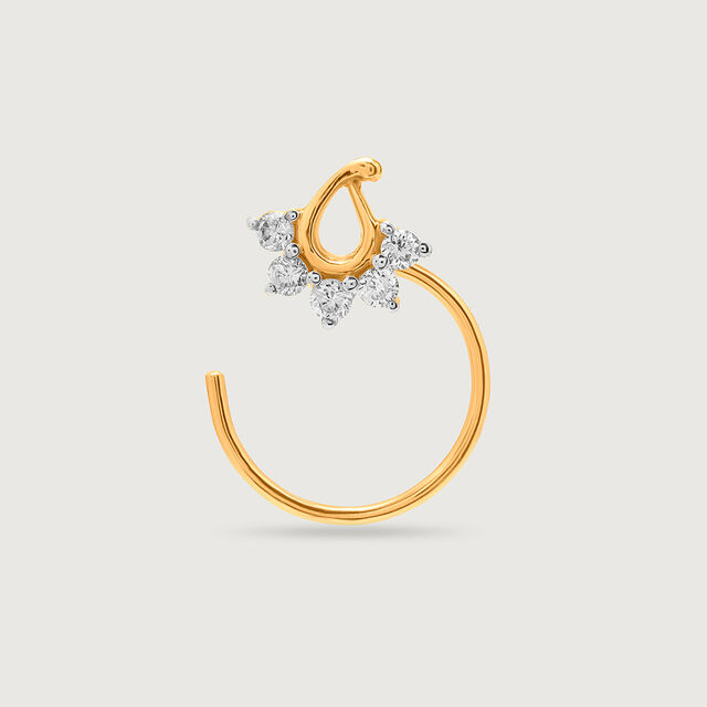 14KT Yellow Gold Diamond Nose Pin,,hi-res image number null