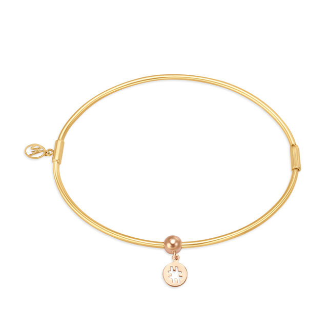 14KT Yellow-Rose Gold Bangle With Charm,,hi-res view 3