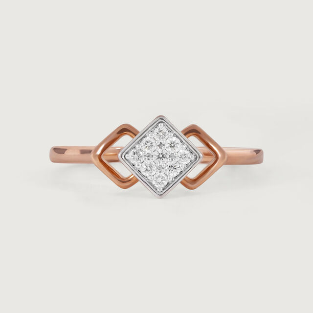 Square Shimmery Gold & Diamond Finger Ring,,hi-res image number null