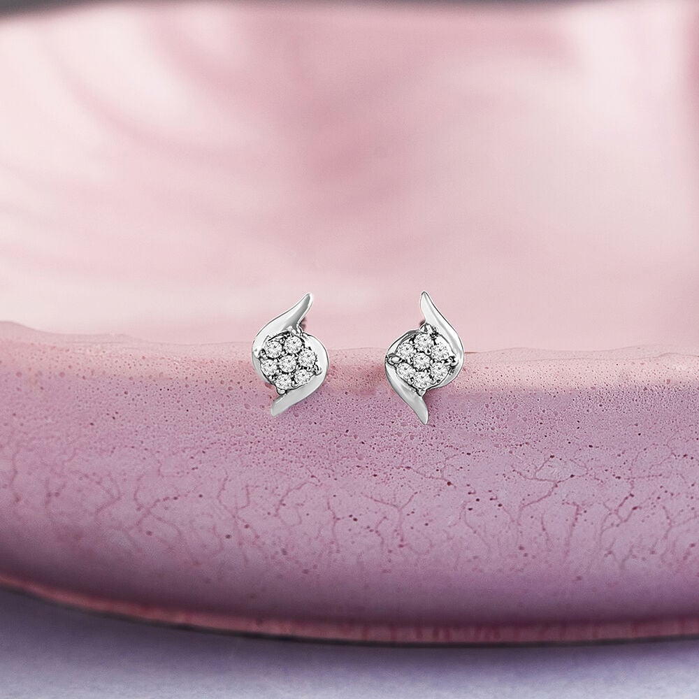 Buy Elegant Swirl Silver Stud Earrings Online Mia by Tanishq