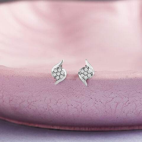 Elegant Swirl Silver Stud Earrings