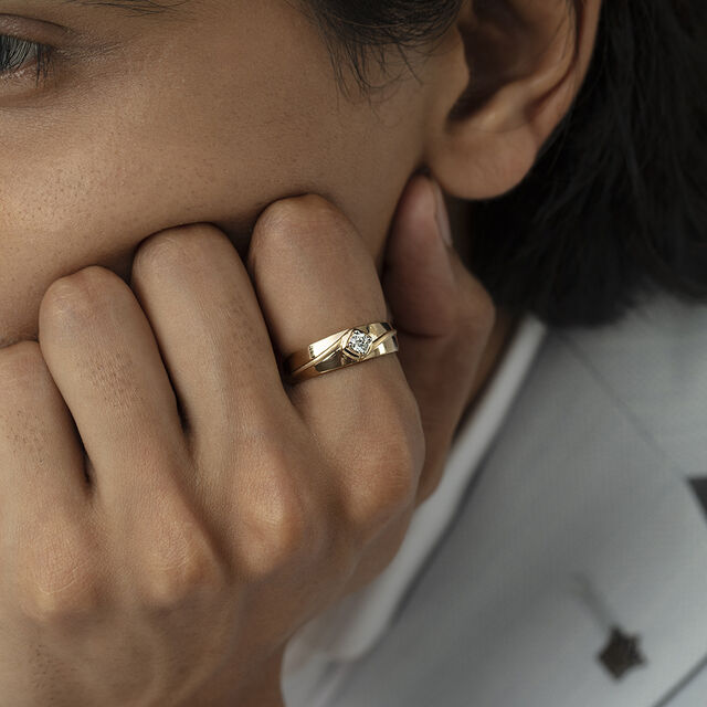 Twisted Vibe Gold & Diamond Ring for Men,,hi-res image number null