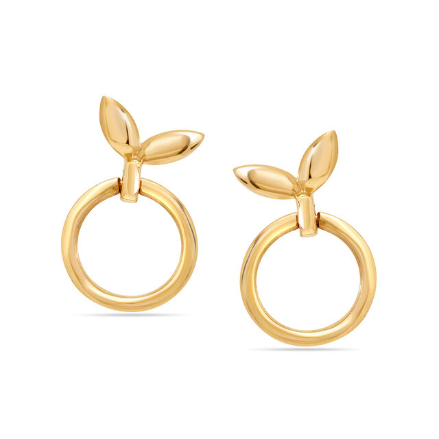 14KT Yellow Gold Sprout Knocker Drop Earrings,,hi-res view 2