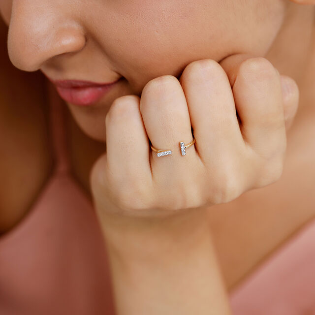 14ktyellow Gold Diamond Minimalist Finger Ring,,hi-res image number null