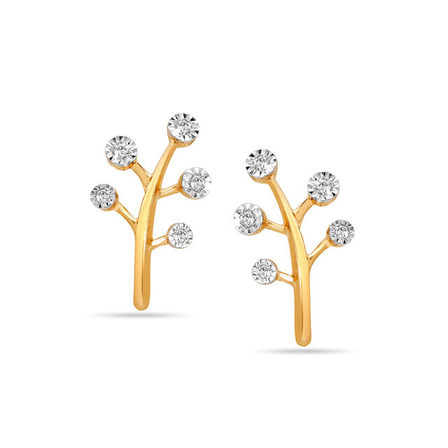 14KT Yellow Gold Glimmering Sunlit Diamond Stud Earrings,,hi-res image number null
