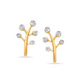 14KT Yellow Gold Glimmering Sunlit Diamond Stud Earrings,,hi-res view 2