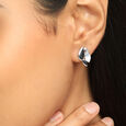 Frosted Petal Silver Studs Earrings,,hi-res view 2