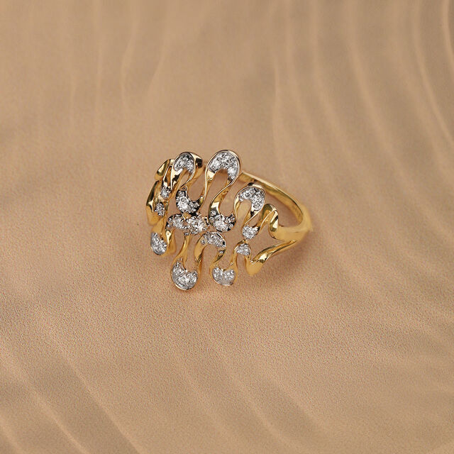 Twisting Tide 14 Kt Gold & Diamond Finger Ring,,hi-res image number null